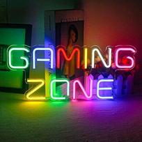 ineonlife Gaming Zone Neon Sign Colourful LED Gaming Neon Light for Wall Decor Letter Neon Light Sign for Game Room, Game Zone, Man Cave, Dovanos žaidėjams, berniukams, vyrams
