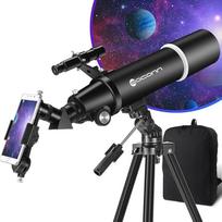Teleskopas, astronomijos teleskopas suaugusiesiems, 80 mm diafragma, 600 mm nešiojamasis kelioninis teleskopas pradedantiesiems ir vaikams su trikojo telefono adapterio kuprine