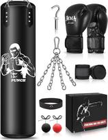 NZQXJXZ Hanging Punch Bag Set, Adult Punch Bag with a Full Range of Accessories, Microfibre Leather, Heavy Bag for Training, Kickboxing, Fitness, MMA, Grappling, Muay, Thai, Karate