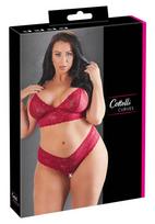 Cottelli curves Bra and Red Briefs 4XL Plius dydžio seksuali apranga