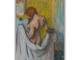 Reprodukcija „Moteris su rankšluosčiu“, Edgar Degas (1894)