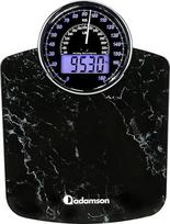 "Adamson Hybrid" + "2-in-1" skaitmeninės ir analoginės kūno svarstyklės iki 180 kg + storas grūdintas stiklas + ypač didelis ekranas + lengvai skaitomos skaitmeninės vonios kambario svarstyklės + marmurinė juoda spalva
