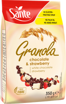 Granola su baltuoju šokoladu ir braškėmis SANTE, 350 g