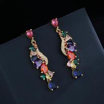 Tzitzit, Colorful Zircon Earrings, Luxurious Earrings for Women