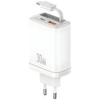 USAMS Xiang Series CC296 30W 1xUSB-C 1xUSB-A mains charger + USB-C cable white