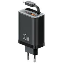 USAMS Xiang Series CC296 30W 1xUSB-C 1xUSB-A mains charger + USB-C cable black