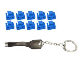 MicroConnect RJ45 Port blockers with key  tool blue, 10 pcs.