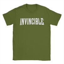 Vyriški marškinėliai Invincible komikso logotipas Unikalūs medvilniniai marškinėliai Trumpomis rankovėmis Marškinėliai Apvalia iškirpte Viršūnės Grafika atspausdinta S armijos žalia spalva
