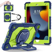 Skirta Apple iPad 10.2 (2020 m) 360° besisukantis rankenos stovas, tvirtas apsauginis stovas, TPU + PC, 3in1, smūgiams atsparus planšetinių kompiuterių dėklas iPad 10.2 (2020) tamsiai mėlyna spalva
