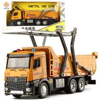 1/24 mastelio savivarčio žaislas metalinis lietas statybinis sunkvežimis žaislai su imituojamais garsais ir šviesomis, savivarčio žaislas su atidaromu galiniu gaubtu savivarčiai 1/24-Size:30.5*11.5*8.5cm geltona