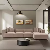 Kampinė sofa Hanah Home Sora, kapučino, 350 x 65 x 190