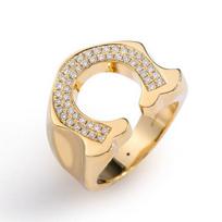 A Lightweight and Luxurious Design for A Versatile Horseshoe Clasp Ring with An Irregular Female Ring Inlaid with Zircon No. 6