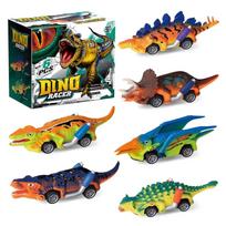 6 supakuokite dinozaurų žaislus, traukiamus automobilius, tikroviškus dinozaurų žaislus, „T-Rex“ dinozaurų žaidimų žaislus automobilius per Velykų gimtadienio proga 3,4,5,6,7,8 metų vaikams Package,14x8.5x12.5cm