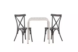 Borneo Cafetable Aluminium - Beige / Kvadrat 70*70* +Tablas Diningchair Aluminium - Black / _2