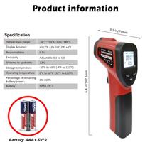 Digital Thermometer Non-contact Industrial Infrared Laser LCD Color Screen Kitchen Thermometer Temperature Gun Tester-50-380 CHINA