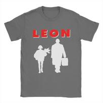 Humor Leon The Professional T-Shirt Men Crew Neck Pure Cotton T Shirts Movie Short Sleeve Tee Shirt Gift Idea Tops S tamsiai pilka spalva