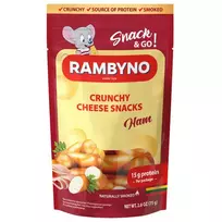Lydytas rūkytas sūrio užkandis RAMBYNO su kumpiu, 75 g