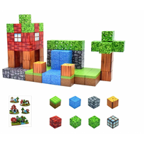 Minecraft stiliaus magnetinis blokelių / kaladėlių rinkinys - 48 dalys