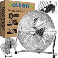 Pramoninis grindinis ventiliatorius Volteno, 200 W, 50 cm, 3 greičiai, su pasvirimo funkcija, metalinis, chromo spalvos