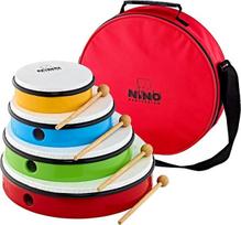 "Nino Percussion" rankinių būgnų rinkinys NINOSET6 su 4 būgnų dydžiais, įskaitant 4 plaktukus ir krepšį