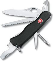 "Victorinox", kišeninis peilis "Trailmaster MW", 111 mm, juodas (4 funkcijos, skardinių atidarytuvas, viena ranka užfiksuojamas peilis dantytu ašmeniu)