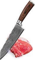 Wakoli Edib Damasko virėjo peilis Kiritsuke I aštrus 20 cm ilgio peilis, pagamintas iš 67 sluoksnių damaskinio plieno su VG10 šerdimi ir Pakka medine rankena I profesionalus virtuvės peilis Damasko peilis elegantiškoje dėžutėje