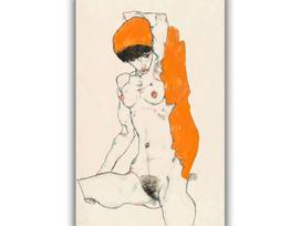 Reprodukcija „Vulgari nuoga moteris“, Egon Schiele (1914)