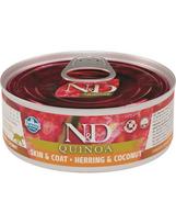 FARMINA N&D Cat Quinoa Herring & coconut Skin&Coat 80 g kačių maistas kailiui gerinti