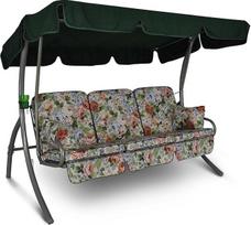 Angerer Freizeitmöbel GmbH Comfort Hollywood Swing - Garden Swing Made in Germany - Swing for Sitting, Lying and Relaxing - Includes Bed Function - Easy Assembly (Beige/Colourful Flowers)