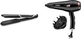 BaByliss Sleek Control Wide Hair Straightener with Ion Technology and Extra Long & Wide Plates, ST397E & Cordkeeper 2000 Ionic Hair Dryer D373E, Unique Cable Feed Function, 2000 Watt Black
