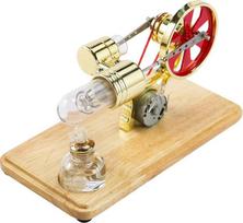 ERYUE Stirlingo variklio rinkinys, galios generatorius, karšto oro variklis, modelis Fizikinis generatoriaus modelis su LED šviesa, smagračio konstrukcija, mokslinis eksperimentas, medinis pagrindas, "pasidaryk pats" švietimas