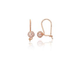 Auksiniai Kabantys Auskarai su Cirkoniais – Moterims, Raudonas Auksas 585°, 1,06 g, 14 mm
