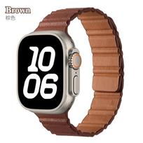 Odinė grandinėlė „Apple Watch Series 10“ (42 mm, 46 mm), magnetinė apyrankė „iWatch“ laikrodžiui, 44 mm, 45 mm, 40 mm, 38 mm, 42 mm, SE, 6, 7, 8, 9, 10, 46 mm, „Ultra2“, 49 mm. 38mm 40mm 41mm ruda
