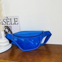 Women Waterproof Fanny Pack Fashion Laser Clear Waist Bags Transparent Shoulder Bag Travel Crossbody Chest Bags Hip Bag MIT 23x13x16cm mėlyna