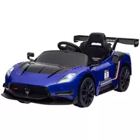 Vaikiškas elektrinis automobilis 12 V su 2.4G nuotolinio valdymo pulteliu, muzika, garso signalas, pakaba, žibintais, mokomieji ratai, 3-5 km/h, 3-5 metų vaikams, mėlyna
