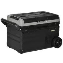 Automobilinis šaldytuvas 40L su LED apšvietimu, kompresorinis automobilinis šaldytuvas, transportavimo ratukai, 12/24V DC ir 110-240V AC, pilka+juoda