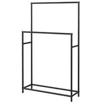 Laisvai pastatomas rankšluosčių džiovintuvas su 2 rankšluosčių laikikliais, metalinis, 66 x 20 x 110 cm, juodas