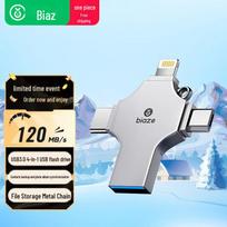 Biaz 4-in-1 USB atmintinė: USB3.0, Lightning, Type-C, Micro USB skirtas Apple & Android 64G