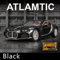 1/24 mastelio „Bugatti Atlantic Supercar Diecast“ automobilio modelio žaislas, patraukiama atgal žaislinė transporto priemonė su garsu ir šviesa vaikams, mažiems berniukams, mergaitėms, dovanų kolekcija 1/24-20x8x5.3cm juoda