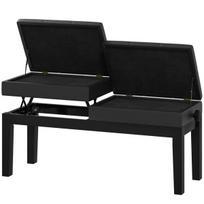 HOMCOM reguliuojamas pianino suoliukas su daiktadėže, pianino kėdė, atlaikanti iki 220 KG, dirbtinė oda, juoda, 105 x 37 x 48-58 cm, Juoda