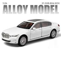 1/24 mastelio BMW 760Li žaislų modelis Automobilių lydinio liejimo transporto priemonės modelis su šviesos ir garso imitaciniu automobilio žaislu vaikams dovanų kolekcija balta