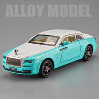 1/32 „Scale Wraith Mansory Diecast“ automobilio modelio žaislas, traukiama atgal žaislinė transporto priemonė su garsu ir šviesa vaikams, mažiems berniukams, mergaitėms, dovanų kolekcija 1/32-15.6x7.2x3.8cm mėlyna