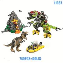 740 vnt dinozaurų serija T-Rex VS Dino-Mech mūšio modelio statybinis blokas žaislas vaikams, dovana 11337