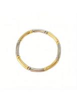 Fashion Light Luxury Simple Diamond-Encrusted Bamboo Gold And Silver Contrasting Color Elastic Beaded Bracelet Women'S Daily Wear auksas