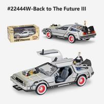 1/24 WELLY Grįžti į ateitį 3 lydinio automobilių modeliai, liejiniai metaliniai žaisliniai automobiliai Automobilių modeliai Aukštos simuliacijos kolekcija Vaikų dovanos 1/24-18x8x5.7cm sidabras
