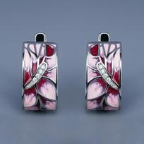 New Vintage and Elegant Pink Floral Earrings Handmade Enamel Wedding Party Jewelry