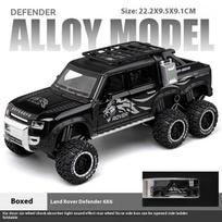 1/24 Land Rover Defender Šešių Ratų Visureigis Pikapas Automobilio Modelis, Atitraukiamas Diecast Sunkvežimis Kolekcinis Sunkvežimis su Garsais ir Šviesomis Vaikams ir Suaugusiems 1/24-Size:22*9.5*9.2cm juoda