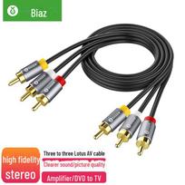 Biaz 3-to-3 Lotus Head 3RCA Garso/Vaizdo AV Adapterio Kabelis (Raudona, Balta, Geltona) - Modelis Y19 1.5 m