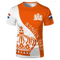 Nyderlandų vėliavos grafikos marškinėliai Karaliaus dienos gatvės mada Laisvalaikio sportiniai trumparankoviai viršutiniai drabužiai Unisex 3D spausdinti olandiški oranžiniai marškinėliai S