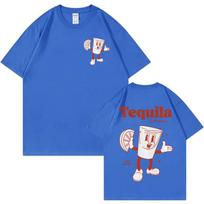 Juokinga dovana tekilos mėgėjui T-shirt Vyrams Retro įkvėpti Gėrimas Kokteilis Mėmė T-shirts Madingi Estetiški T-shirts Trumpomis Rankovėmis XXXXL mėlyna